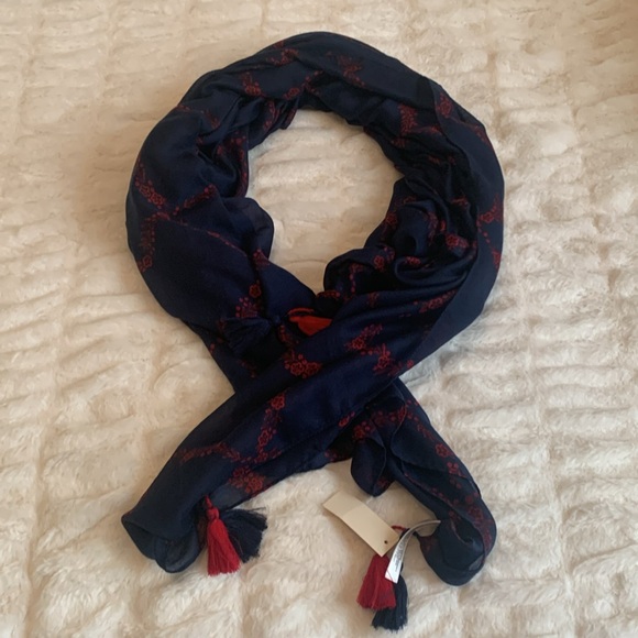 Talbots Accessories - Talbots blue and red 4 tassel scarf. 55 inches by 55 inches